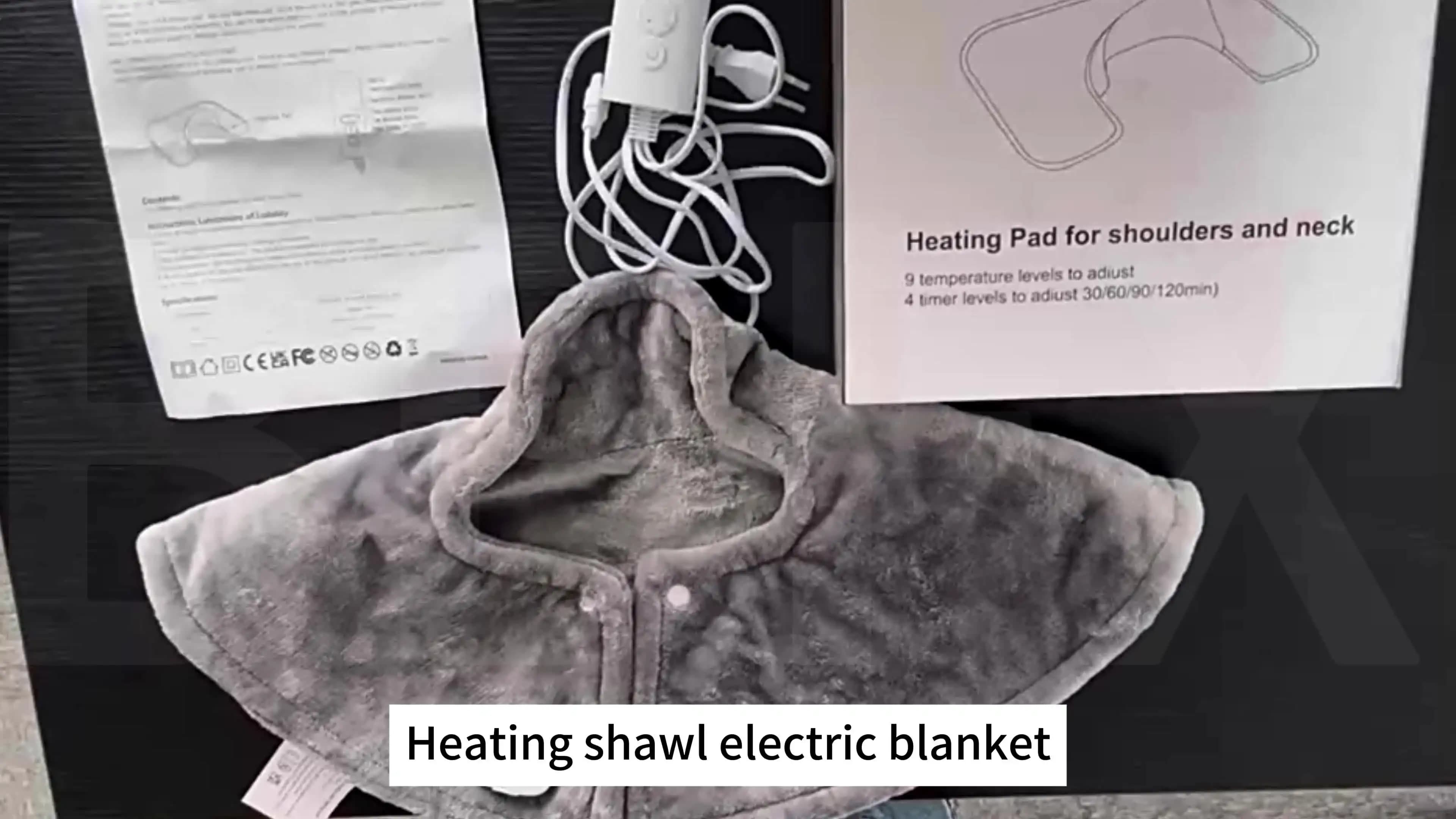 電気加熱ショルダー＆ネックウォーマー ヒーテッドショール UK/USプラグ付き 保温電気加熱ショール