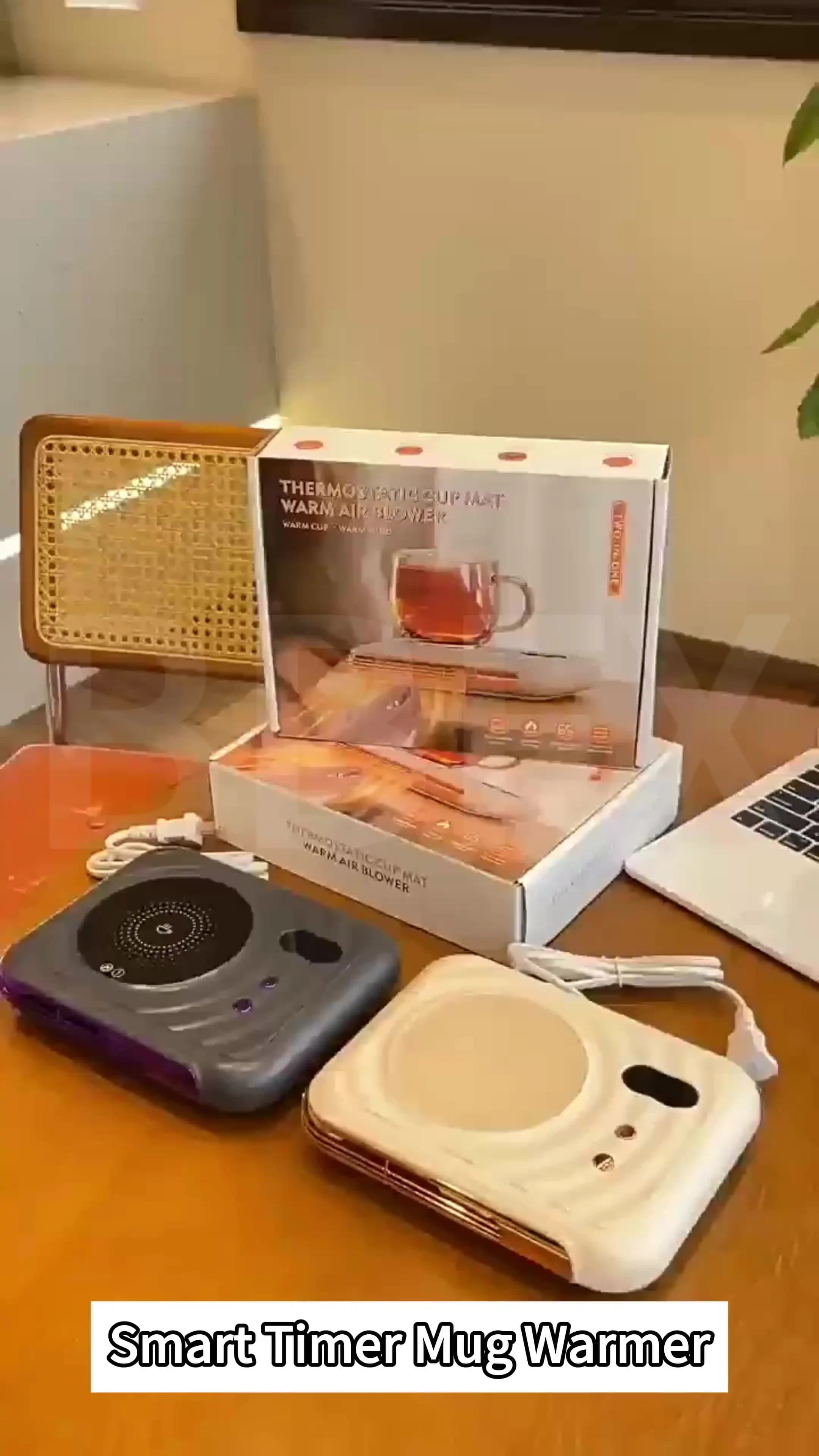 ブラック 2WAY カップヒーター クーラー パッド 2-in-1 恒温ドリンクウォーマー 冷却ファン付き デスク オフィス用