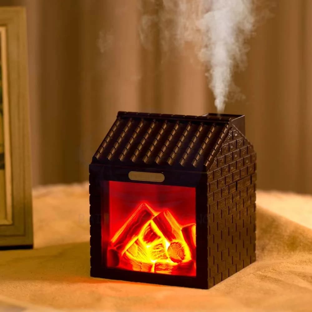 Charcoal House Humidifier Creative Gift Night Light Villa B&B Living Room Retro Simulation Flame Sprayer