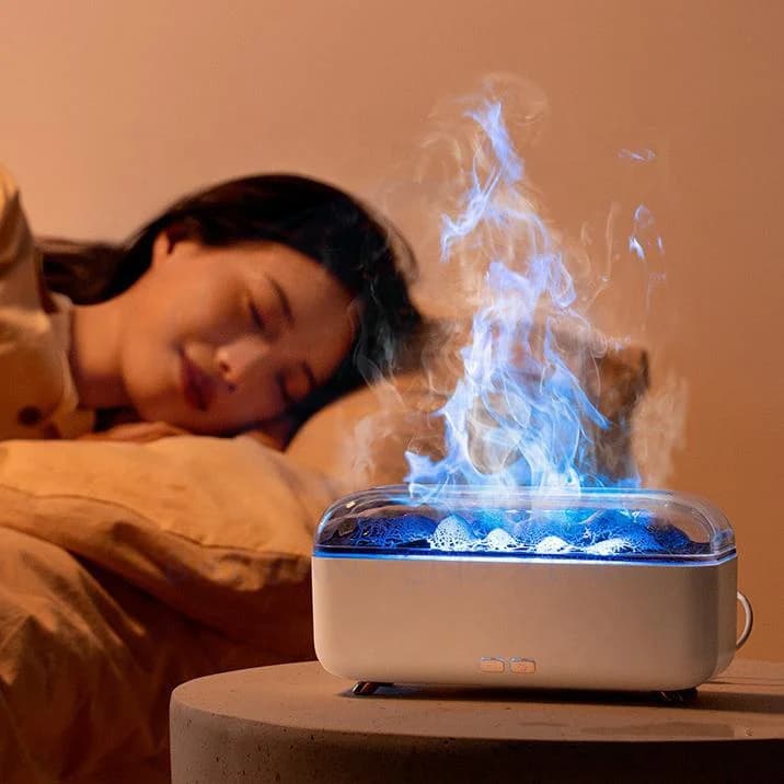 クリエイティブ ミニ Llava Lava アロマテラピー マシン 小型 ホーム USB 7色 アンビエンスライト 炎 加湿器