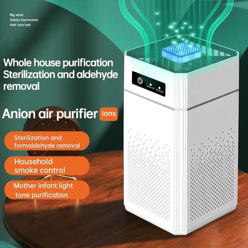 2-in-1 USB空気清浄機・ナイトライト コンパクト型イオン発生器 風速調整可能 フィルター不要 ポータブル空気清浄器 家庭・旅行用