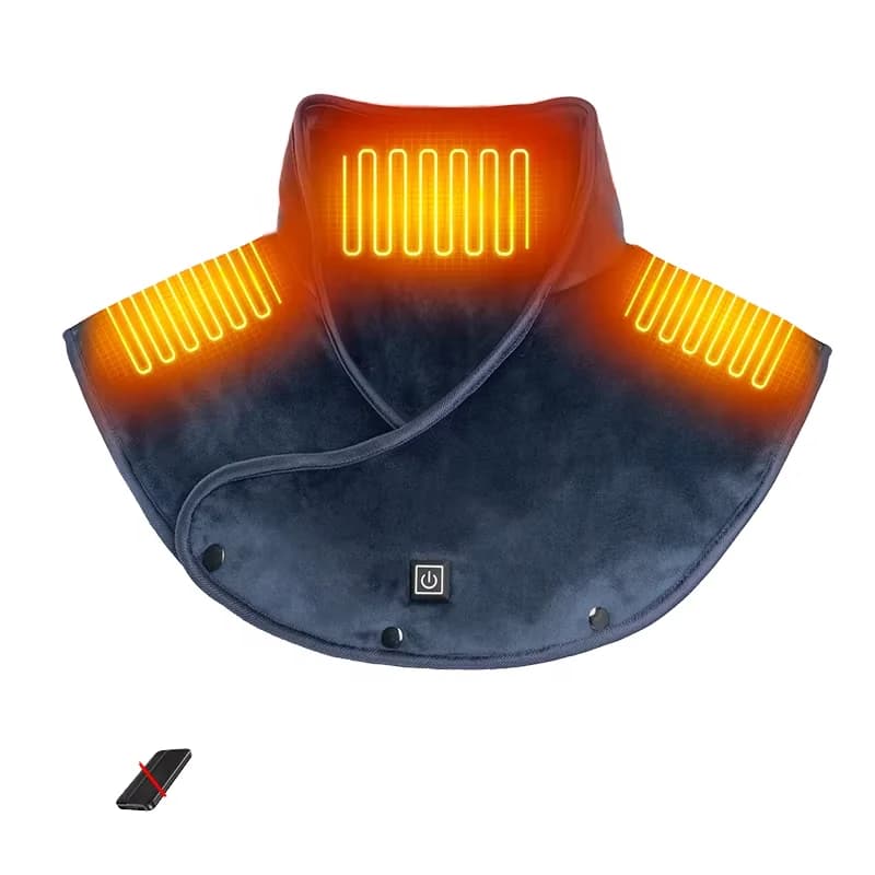 Electric Heated Shawl with Integrated Neck Support Smart Heating Warmer Vest with Mink Fur Collar Cold-Resistant Neck Warmer