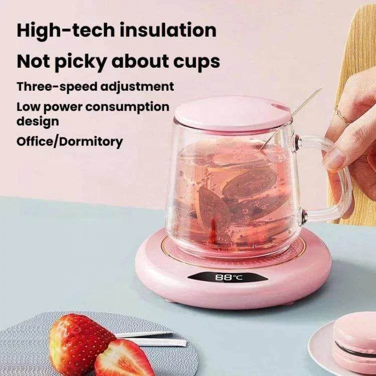 Cute USB Powered Beverage Warmer Coaster LED Temperature Display Thermostatic Heater for Tea Milk Hot Drinks