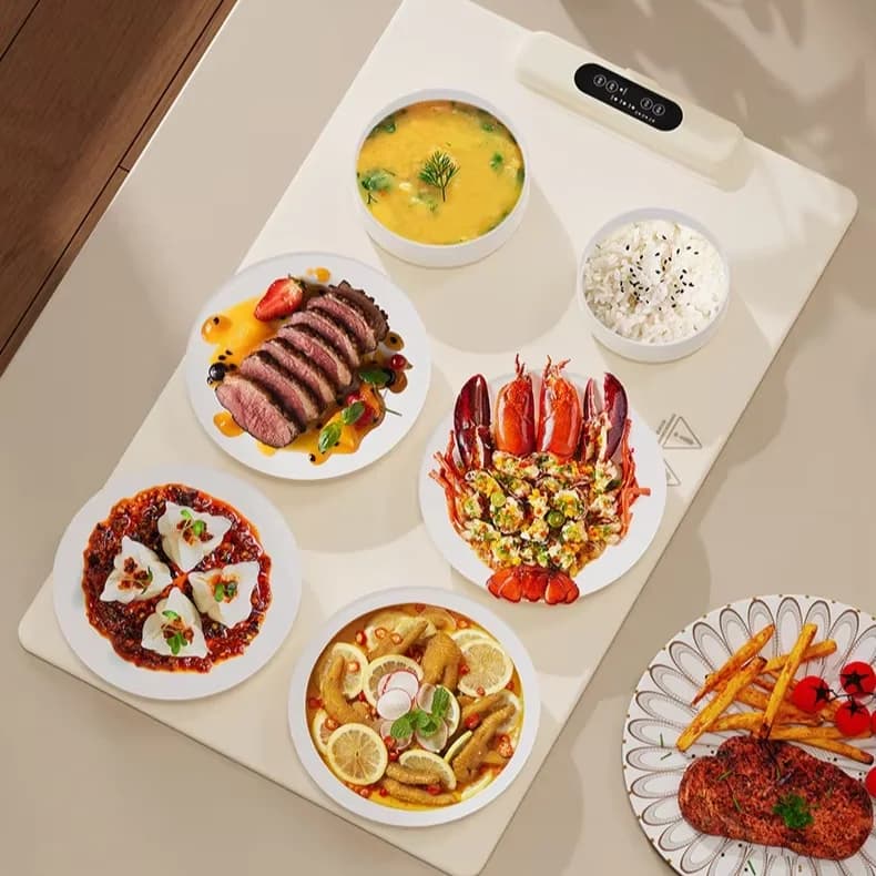 Foldable Thermostat Heating Table Pad Soft Silicone Hot Plate Smart Touch Control Non-Slip and Non-Scald Panel Food Heating Pad