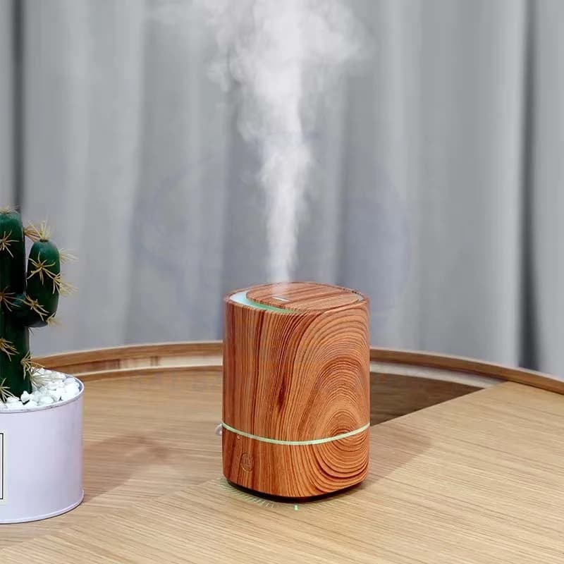 超音波式 木目デザイン アロママシン エッセンシャルオイルディフューザー USB デスクトップ加湿器 ホームアロマテラピー