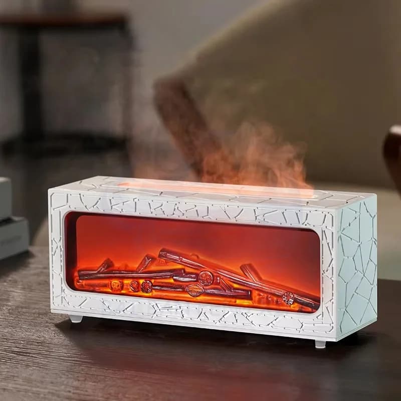 新製品 レトロ調 暖炉型加湿器 USB ホーム・デスク・ベッドルーム用 3Dシミュレーション炎ディフューザー アロマテラピーマシン