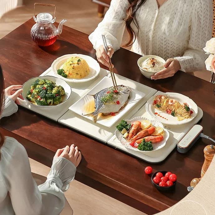 クリエイティブ サーモスタット式 折りたたみ 保温 野菜プレート 家庭用 ホットプレート 多機能 連結式 食事保温プレート